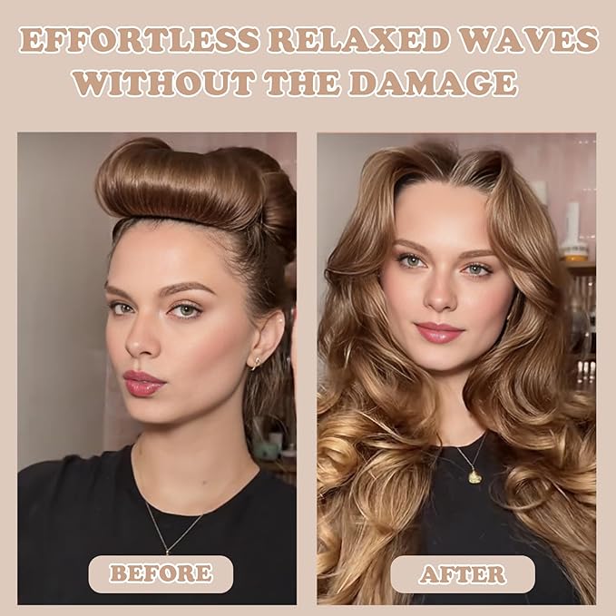 Heatless Curls Overnight, 5 Pcs Heatless Hair Curler to Sleep in Overnight Blowout Rods No Heat Hair Rollers with Scarf - Black