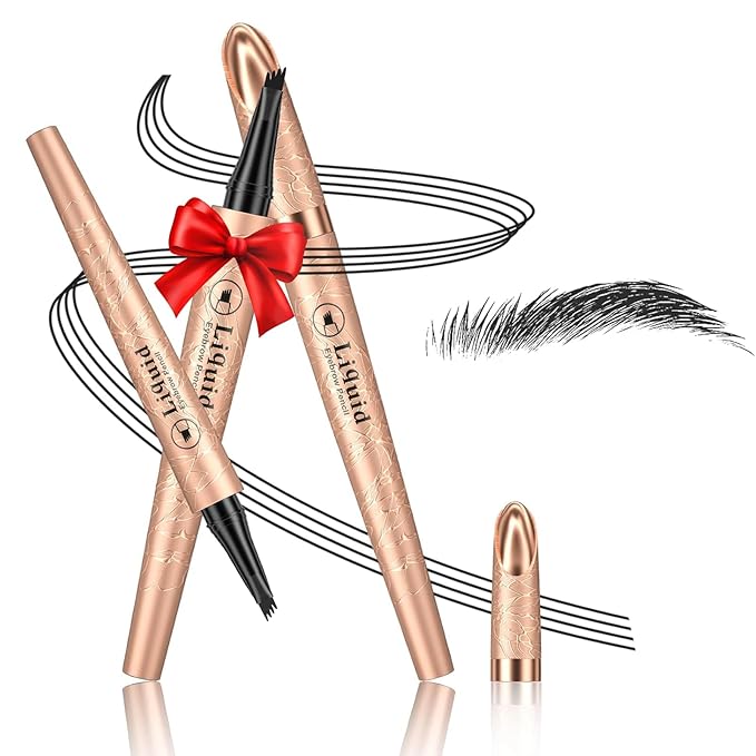 Eyebrow Pen - 2026 New Upgraded 4D Liquid Eye Brow Microblading Pencil With Micro 4 Point Lift & Brow Pen Snatch, Long-Lasting Waterproof, Gifts for Women (Black)