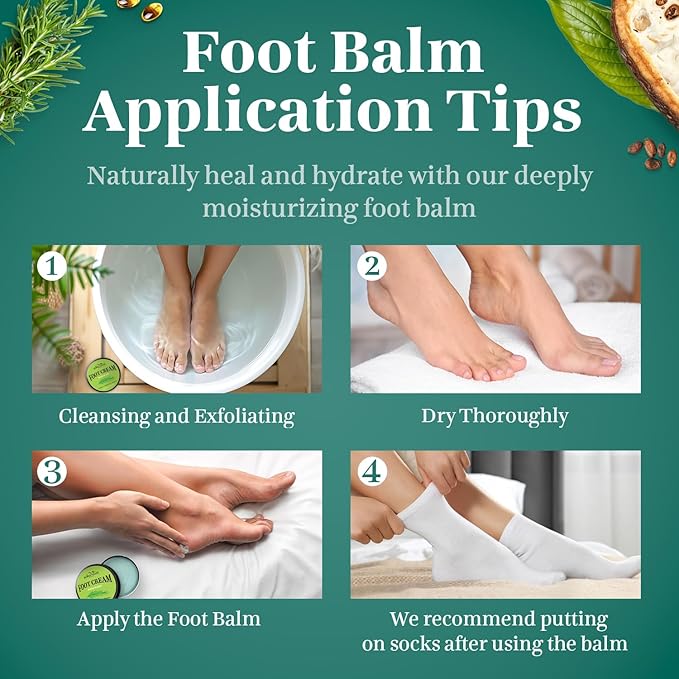 Pumice Valley Foot Balm Cream for Dry Cracked Heels and Feet - Natural Foot Moisturizer Balm for Calluses and Dry Feet Treatment (2 Pack Rosemary)