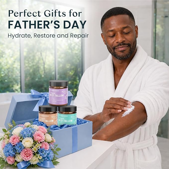 Body Restore Whipped Beef Tallow Balm – Fathers Day Gift for Dad from Daughter Son Wife, Grass Fed Face & Body Moisturizer, Birthday Gifts for Men, Self Care Spa Gifts – Unscented