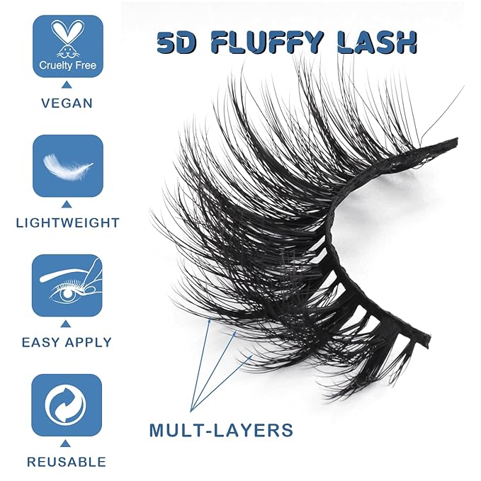 APCYUST Lashes Mink Bulk Wholesale Lashes 5D Fluffy Eyelashes (Doll Eye 30 Pairs)