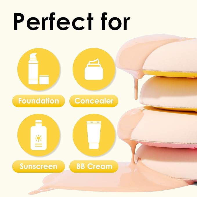 COOL-ANGLE 4Pcs X-Large Makeup Sponge Puff Set For Foundation Concealer & Powder, Latex Free Blender Sponges Puff For Natural And Easy Makeup, Soft Long-lasting And Beginner-friendly