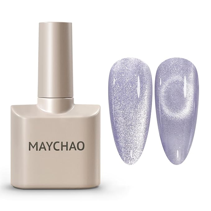 MAYCHAO 15ML Cat Eye Gel Nail Polish 1Pc Violet Gel Polish with Magnet Soak off Holographic Magnetic Nail Polish for Nail Art Manicure Salon DIY at Home, 0.5 OZ