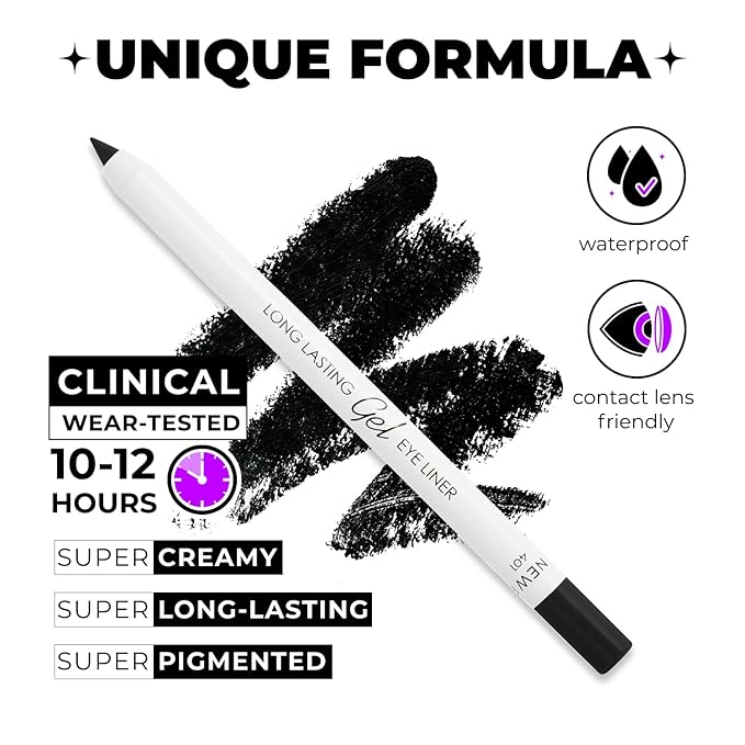 Lamel No Smudge Gel Eyeliner - Deep Black - Waterproof Eyeliner Pencil - 10-Hour Wear, Sharpenable, Contact Lens Friendly, Vegan - Creamy & Sweat Proof Pencil - Highly Pigmented - 401 Shade