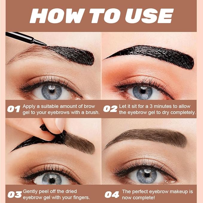 Peel Off Eyebrow Gel for Women, Fuller & Defined Looking Brows, 5 Days Long-Lasting Waterproof Sweatproof, Gift for All Skin Types Spring Sale Deal 2026 (02-Taupe)