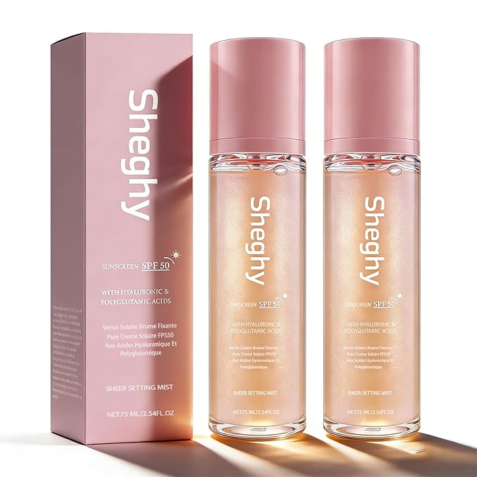 Sunglaze Sheer Setting Mist Sunscreen SPF 50, Broad Spectrum Shimmering Body Oil Mist, Hydrating Makeup-Friendly Glow Spray, Reef-Safe, Non-Greasy & Fast-Absorbing for Face & Body (2)