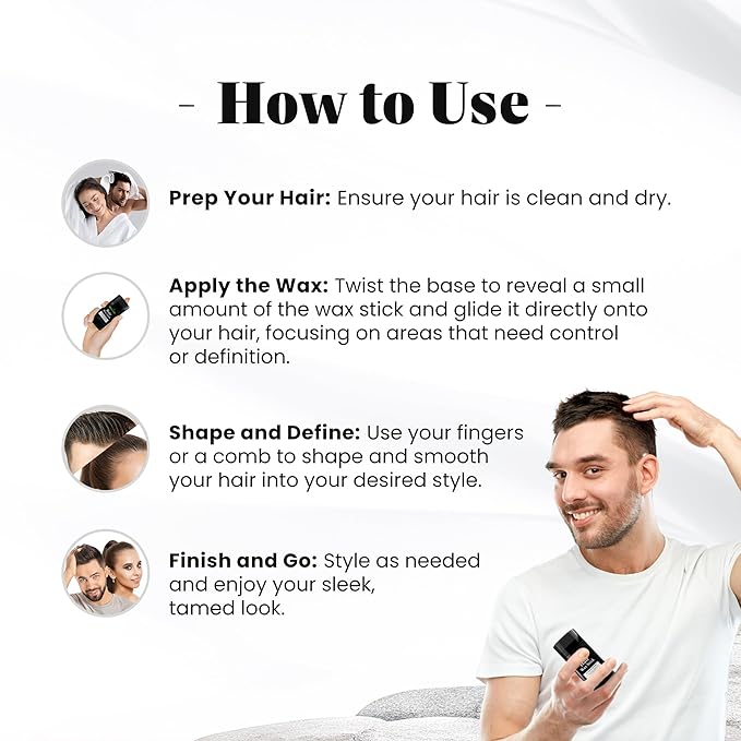 Herbishh Hair Wax Stick For Women & Men 2.7 OZ - Nourish & Styling Slick Wax Stick for Hair Smoothing, Flyaway, Controls Frizzy Hair, Perfect for Hairline and Nape Area, Wax Stick for Hair Fly Away