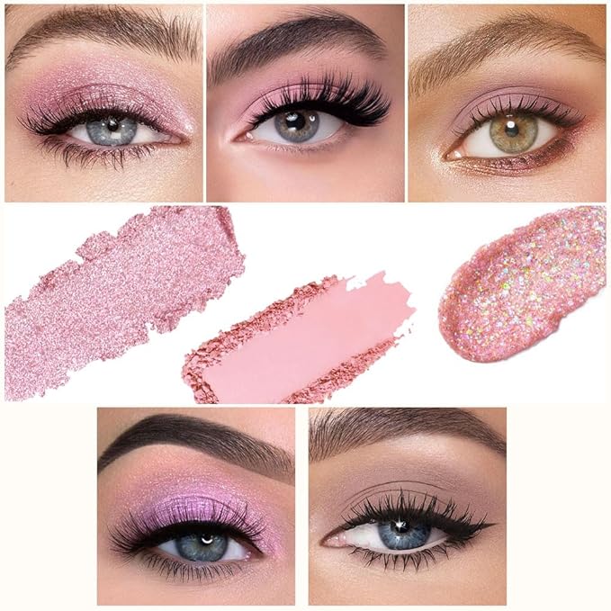 CAKAILA Light Pink Eyeshadow Palette,Neutral Nude Powder Eye Shadow for Older Women,Natural Long Lasting Naturing-Looking Pink Makeup Palette,Talc,Paraben Vegan & Cruelty Free