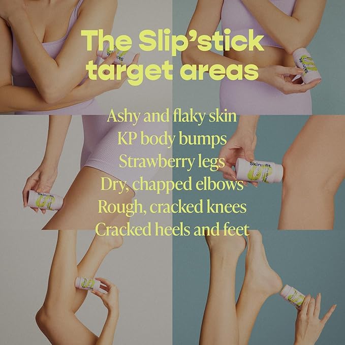 The Slip'stick 10% Glycolic Acid Exfoliating Body Stick for Strawberry Legs, Bumps on Arms and Dry Rough Skin. KP Treatment with 10% AHA, 2% BHA | Large 3 oz