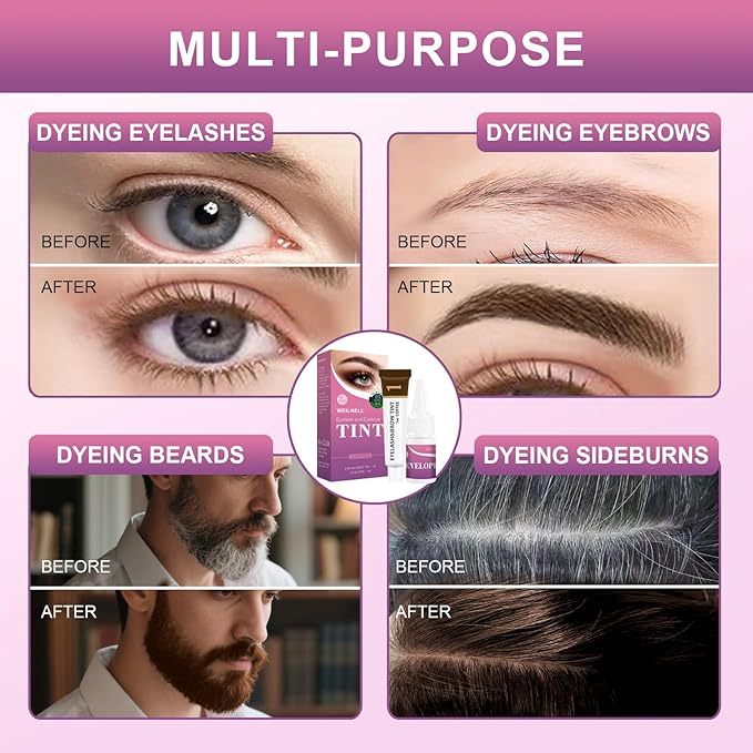 Eyelash & Eyebrow Color Kit, Professional Instant Dark Brown Lash & Brow Color Kit, Eye Lash & Eye brow Coloring Set with Natural Bushy Results, Easy to Use & Salon at Home 7ml (Dark Brown)