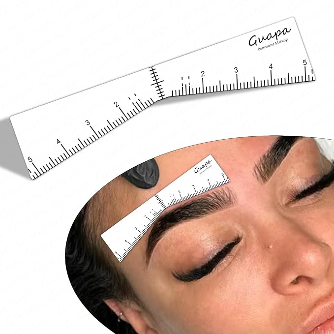 Guapa Eyebrow Ruler Stencils Easy Mapping Shaping Sticker Stencil Microblading Measure Tool Brow Shape Design Positioning Stickers for Permanent Makeup (White Set 1)