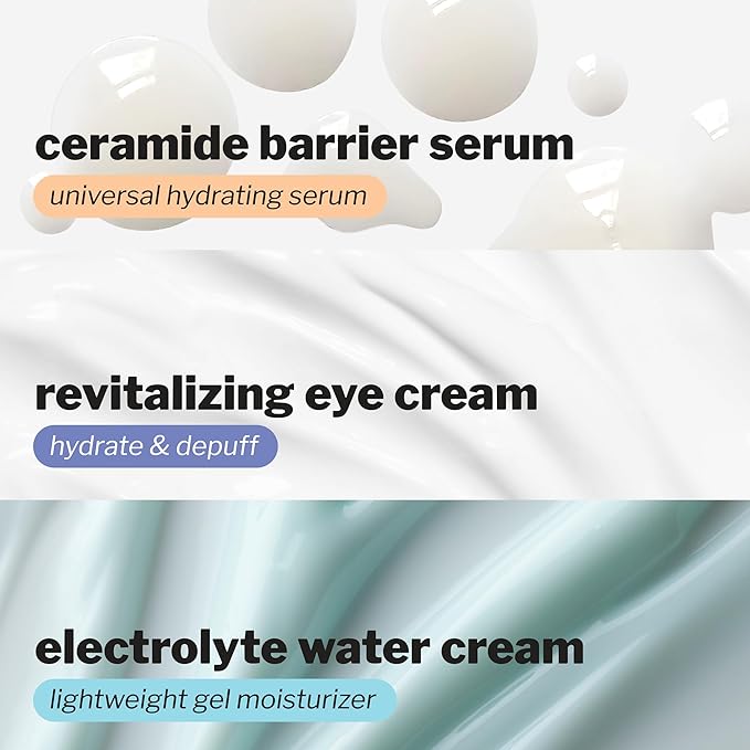 Cocokind Hydration Heroes Set | Milky Ceramide Hydrating Serum, Eye Cream with Cooling Metal Applicator Tip, Lightweight Electrolyte Moisturizer | Hydrate, De-Puff, Calm, Balance | 3 Count