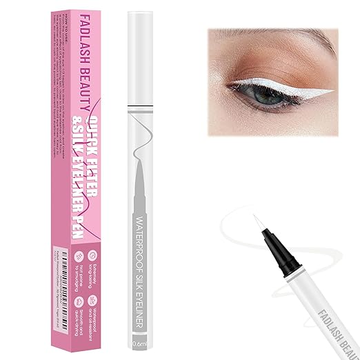 Eyeliner Liquid Eyeliner with Fine Brush for Smooth Application, Waterproof & Smudge-Proof Eye Liner, Long-Lasting Makeup, Highly Pigmented White Eyeliner Pencil, Cruelty-Free & Vegan, 0.6ml
