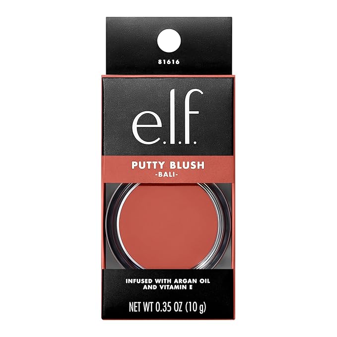 e.l.f. Putty Blush, Creamy & High-Pigment Formula For A Natural Glow, Delivers A Semi-Matte & Powder Finish, Vegan & Cruelty-Free, Bali