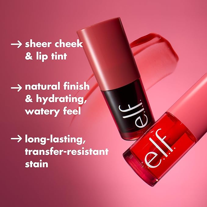 e.l.f. Sheer For It Blush Tint, Multi-Use, Long-Lasting Lip & Cheek Makeup, Creates A Natural Flush Finish, Vegan & Cruelty-Free, Orange Crush (Pack of 2)
