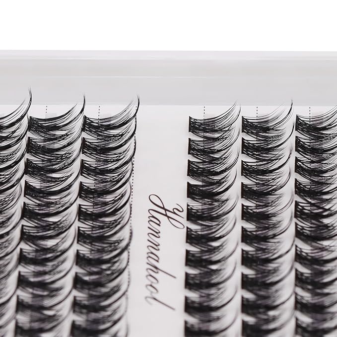 12rows-Large Tray Mixed 8-10-12-14-16mm/Mixed 14-15-16mm/Mixed14mm-16mm/Mixed 18-20mm Wide Stem Individual False Eyelashes Dramatic Black Cluster Eyelashes (MY008-14-16MM MIX)