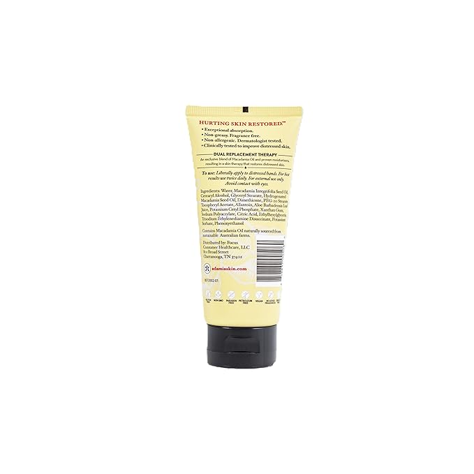 Adamia Therapeutic Repair Hand Cream with Macadamia Nut Oil and Promega-7, 3 Ounce Tube - Fragrance Free, Paraben Free, Non GMO.