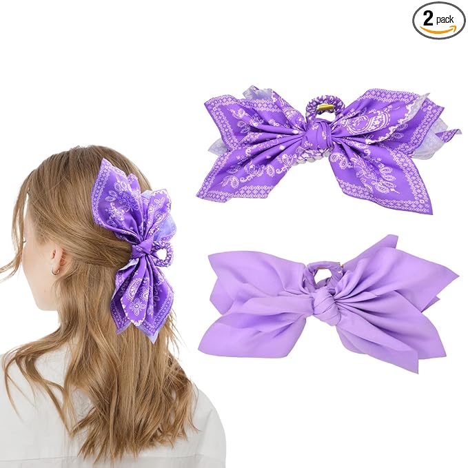 Bow Claw Clips Bow Hair Clips 2PC Purple Big Hair Bows for Women Butterfly Styling Large Hair Clips for Thick Hair for Girls Hair Accessories for Teen