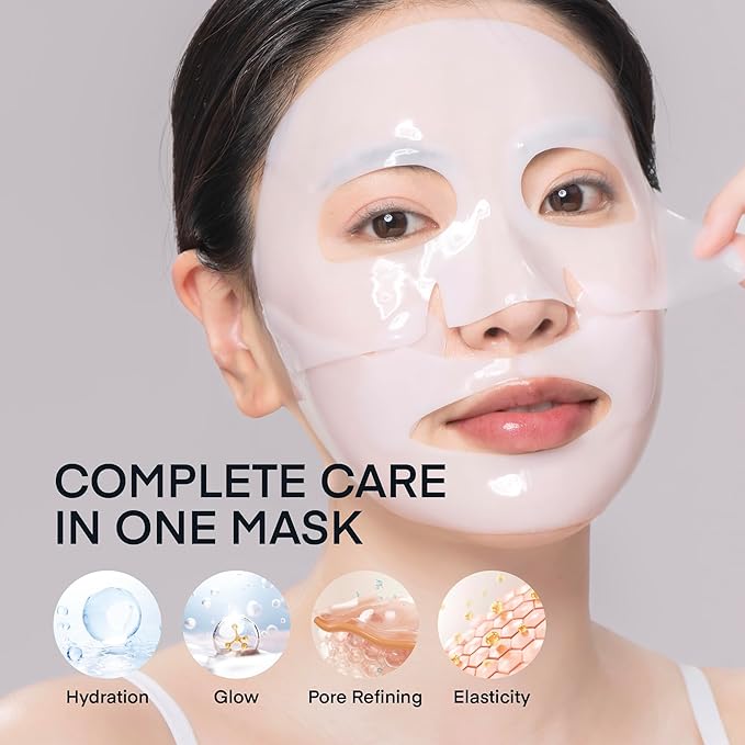 TEREZ & HONOR Korean Real Deep Bio Collagen Face Mask - 16 ea x 33g 100 Dalton Ultra Low Marine Collagen Overnight Hydrogel Masks for Glow Skin, Hydration, Pore, Elasticity, Firming, Unscented