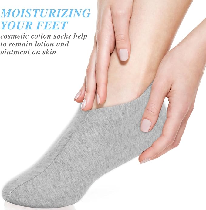 3 Pairs Foot Moisturiser Socks Overnight, Spa Cotton Socks for Foot Cream, Lotion Sock for Moisturising for Dry Feet Care, Moisturising Sock for Cracked Heel Repair Women Men (Grey)