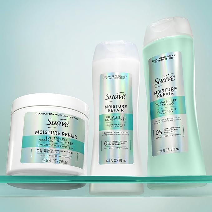 Suave Moisture Repair Conditioner, Sulfate-free, for restored moisture with every wash, safe for color treated hair, 12.6 oz Pack of 6