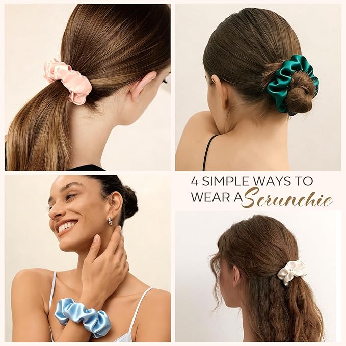 Satin Scrunchies for Women,Silk Hair Ties Fashion Soft Ties and Bands,Elastic Ponytail Holders No Damage Hair Accessories Thick Hair Styling for Girls - 20 Pcs light colors