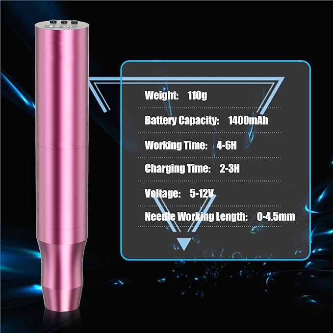 Microblading Tattoo Gun Kit, 1400mAh Cordless Tattoo Pen & Eyebrow Pencil Set for Makeup Supplies, Semi-Permanent Eyebrow Tattoo Machine with 50Pcs Needles for Beginners Artists (Pink)