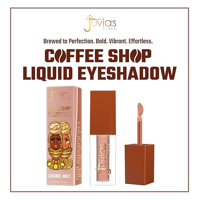 Juvia's Place Coffee Shop Liquid Eyeshadow Caramel Malt - Matte Finish for Rich, Long-Lasting Color, Waterproof, and Smooth Texture - Buildable and Vibrant - Ideal for All Skin Tones, 0.08 fl oz