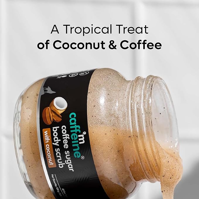 mCaffeine Coffee Sugar Body Scrub with Coconut - Body Wash and Body Exfoliator - Reduces Cellulite and Stretch Marks - All Skin Types - 8.82 oz