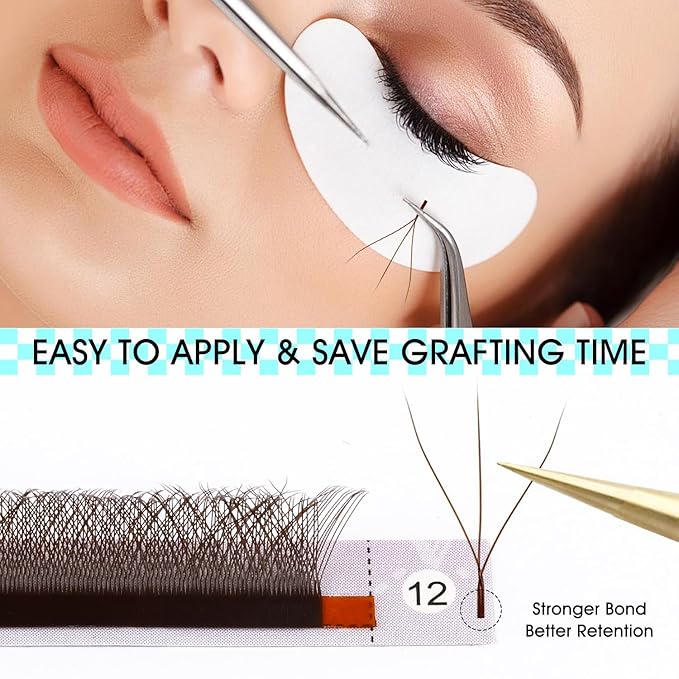 VAVALASH Brown W-shaped Eyelash Extension Brown 3D Premade Fans 0.07 C Curl Volume Lash Extensions W Lashes(Brown-W-3D-0.07-C-8-15mm）
