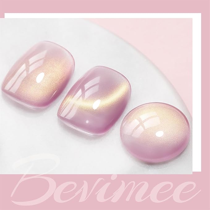 Cat Eye Gel Nail Polish Sheer Pink Purple Glass Jelly Magnetic Nail Polish Gel Shimmer Glitter Gloss Shine Holographic Translucent Color for Nail Art Manicure DIY at Home 12ml