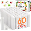 VISRIE 60 Pack Lip Balm Unlabeled, Natural Lip Balm Bulk Blank Tube, Personalized Lip Balms for Party Favors Adults and Bridal Shower Favors or Baby Shower Gifts-5 Flavors