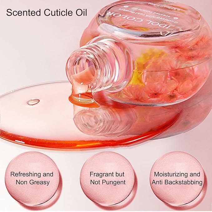 Flowery Scented Cuticle Oil, Infused with Real Flowers, Cuticle Revitalize Oil, Nail Oil For Growth And Strength, Cuticle Remover - Nail Strengthener - Cuticle Softener (0.92 fl.oz, Spring Bouquet)