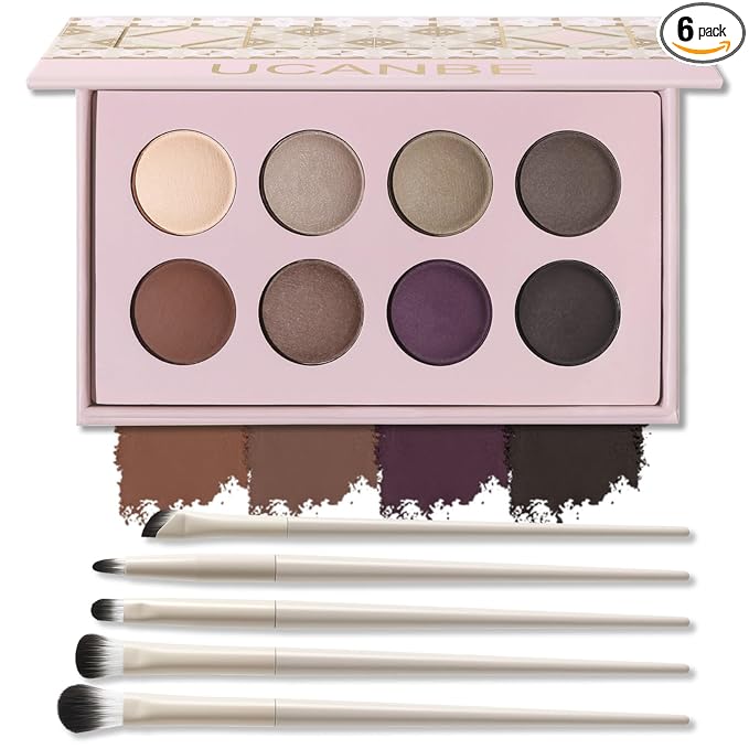UCANBE Baked Matte Eyeshadow Palette Set, Finish Neutral Smoky Eye Shadow Pallet, High Pigment Makeup Palette, Soft Blendable & Long-Lasting (01 All Matte)