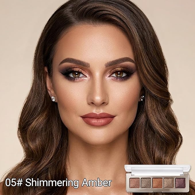 Erinde Metallic Plum Brown Taupe Champagne Eyeshadow Palette, Matte & Shimmer Nude Neutral Eye Shadow Palettes Blendable Long-Lasting Eye & Contour Makeup Palette for Blue, Green Brown Eyes, 05