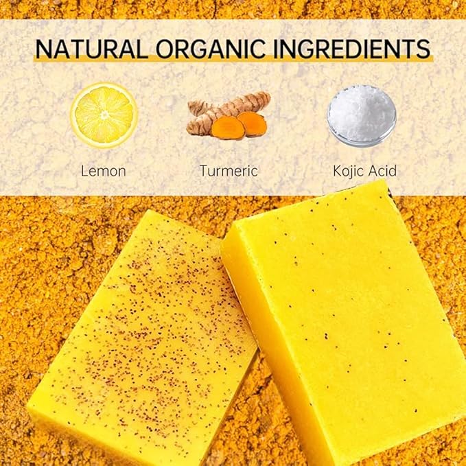 Turmeric Bar Soap & Turmeric Orange Vitamin C Body Wash with Cocoa Seed Exfoliant, Mattifying Scrub for Uneven Skin Texture, Body-Only Daily Use