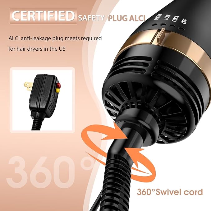 Natrial Hair Dryer Brush Blow Dryer Brush in One Hot Air Brush for Drying and Straightening, Volumizer Multi-Styler Smooth Curls for All Hair Types, Frizz-Free Blowout Brush for Salon Quality