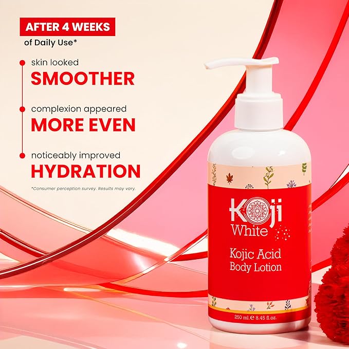 Koji White Kojic Acid Body Lotion – Vegan Moisturizing Lotion for Dry Skin, Hydrating and Nourishing, Paraben-Free, 8.45 Fl Oz