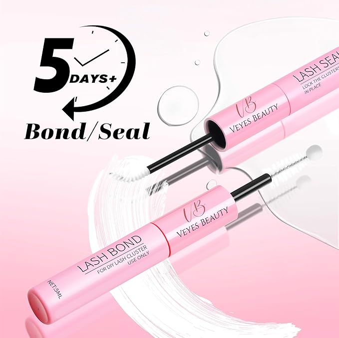 VEYESBEAUTY Aliva Cluster Lashes Kit Individual Lash Extensions Newbie's Five-Second DIY Dramatic Volume Eyelash Spider Wispy Faux Mink Lash Mixed Length Tray with Bond & Seal, Applicator at Home