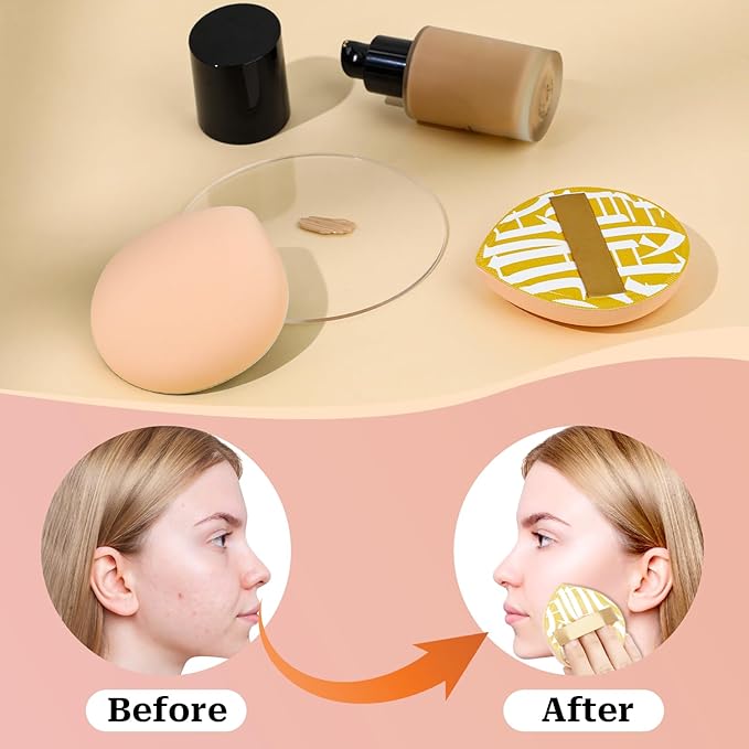 4 Pcs Korean Makeup Sponge Puff, Soft Teardrop Makeup Setting Cosmetic Puff Cushion Foundation Sponge for Concealer, Liquid, Cream, and Powder (Large Size)