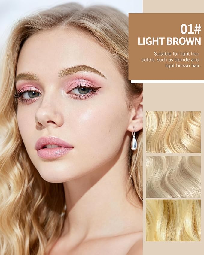 Tinted Eyebrow Gel, Light Brown Waterproof Eye Brow Glue Tinting Kit, Long-Lasting Smudge-proof Transfer-proof, Natural Eyebrow Gel with Brow Razor, gel para cejas Women's Day Makeup for Women-01