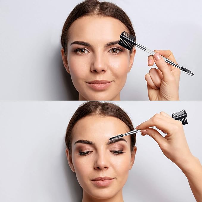 3 Pcs Eyebrow Brush Eyelash comb separator 3 Head Eyelash Shaper and Eyebrow Brush Dual Comb Double Head Makeup Grooming Tool for Women Cosmetic Separating Shaping Brow(White)