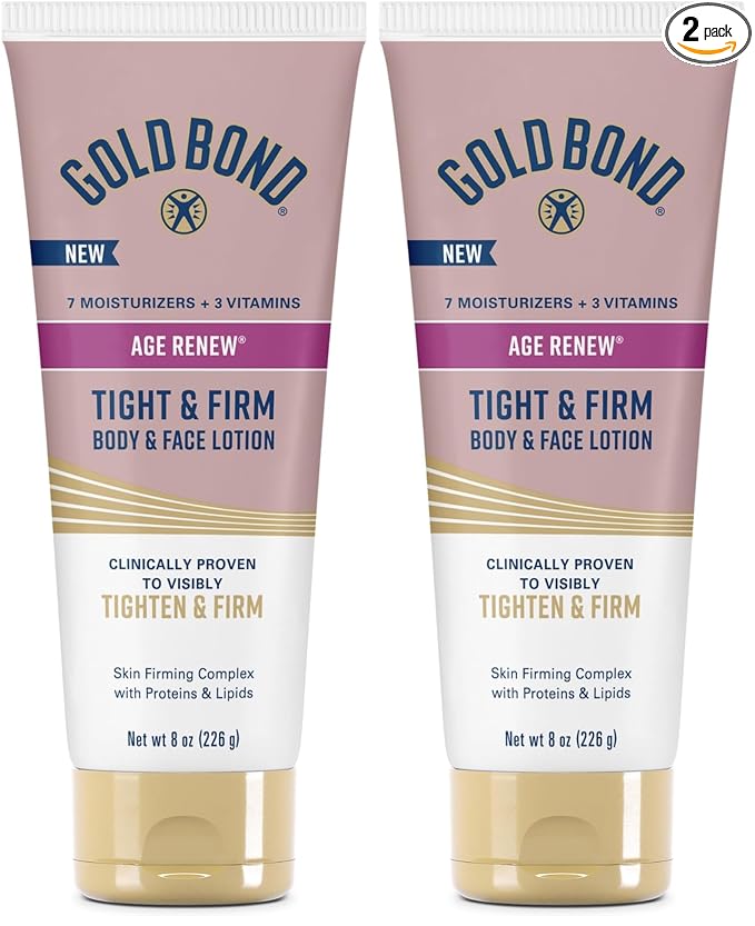 Gold Bond Age Renew Tight & Firm Body & Face Lotion with Proteins & Lipids, Skin Firming Lotion for Aging, Dry Skin, 8 oz.(Pack of 2)