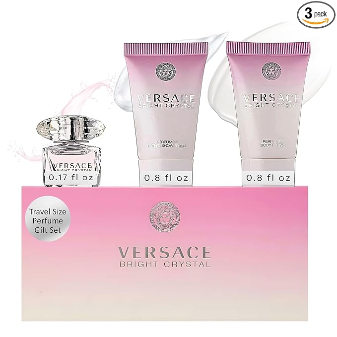 Versace Versace Bright Crystal By Versace for Women - 3 Pc Gift Set 5ml EDT Splash, 2x25ml Shower Gel, Body Lotion