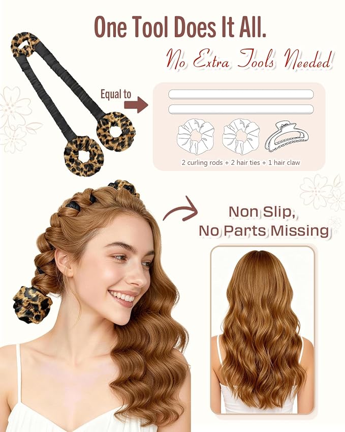 BONNET QUEEN Heatless Hair Curler for Heatless Curls Overnight, All-in-One Sleepy Tie Satin Curling Rod, Hair Curlers to Sleep In, Overnight Blowout Rods, Hair Rollers for Women Long Hair