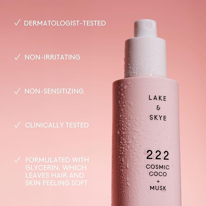 Lake & Skye 222 Cosmic Coco + Musk Hair & Body Mini Mist - Travel Size, Hydrating, Clean Musk - 1 fl oz