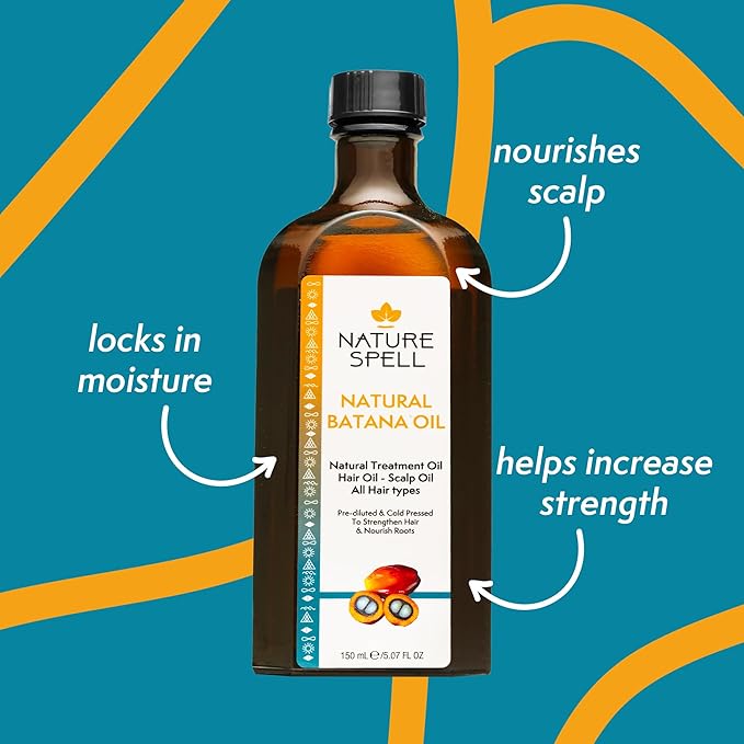 Nature Spell Batana Oil for Hair Growth with Comb Applicator, Pre-Diluted Scalp Oil to Strengthen Roots and Strands, Suitable for All Hair Types, Vegan, 150ml