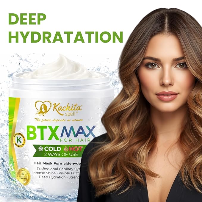 Kachita Spell BTXMAX Deep Conditioning Hair Mask for Dry & Damaged Hair, Keratin & Argan Oil Treatment for Hydration, Frizz Control & Softness, Sulfate Free & Paraben Free, 32oz