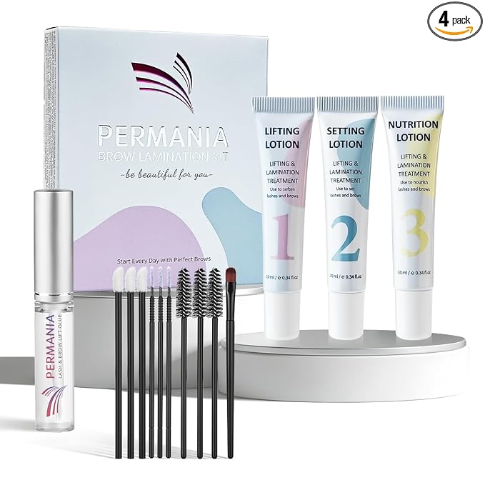 PERMANIA Brow Lamination Kit, Tube Design Instant Perm for Fuller & Thicker Eyebrows Salon Result lasts 4 weeks