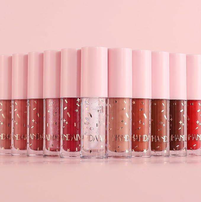 BAISEN DIARY 12 Colors Book Style Velvet Matte Liquid Lipstick Christmas Gift Set Long-Lasting Non-Stick Cup Not Fade Shimmer Nude Lip Gloss Thanks For the Love Lip Set (Set C)